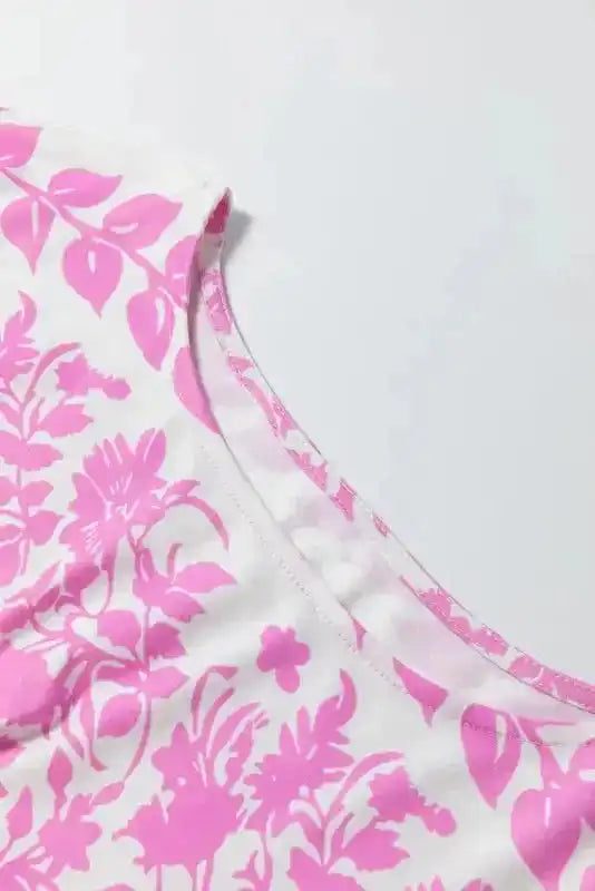 White Floral T-Shirt - Curved Hem Plus Size - Fashionfitz