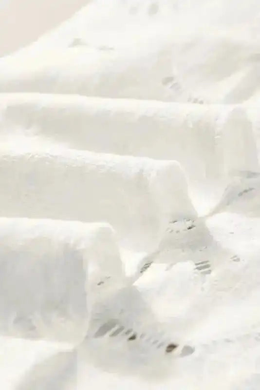 White Flower Eyelet Jacquard Top - Fashionfitz