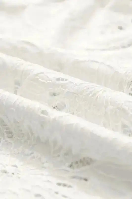 White Flower Eyelet Jacquard Top - Fashionfitz