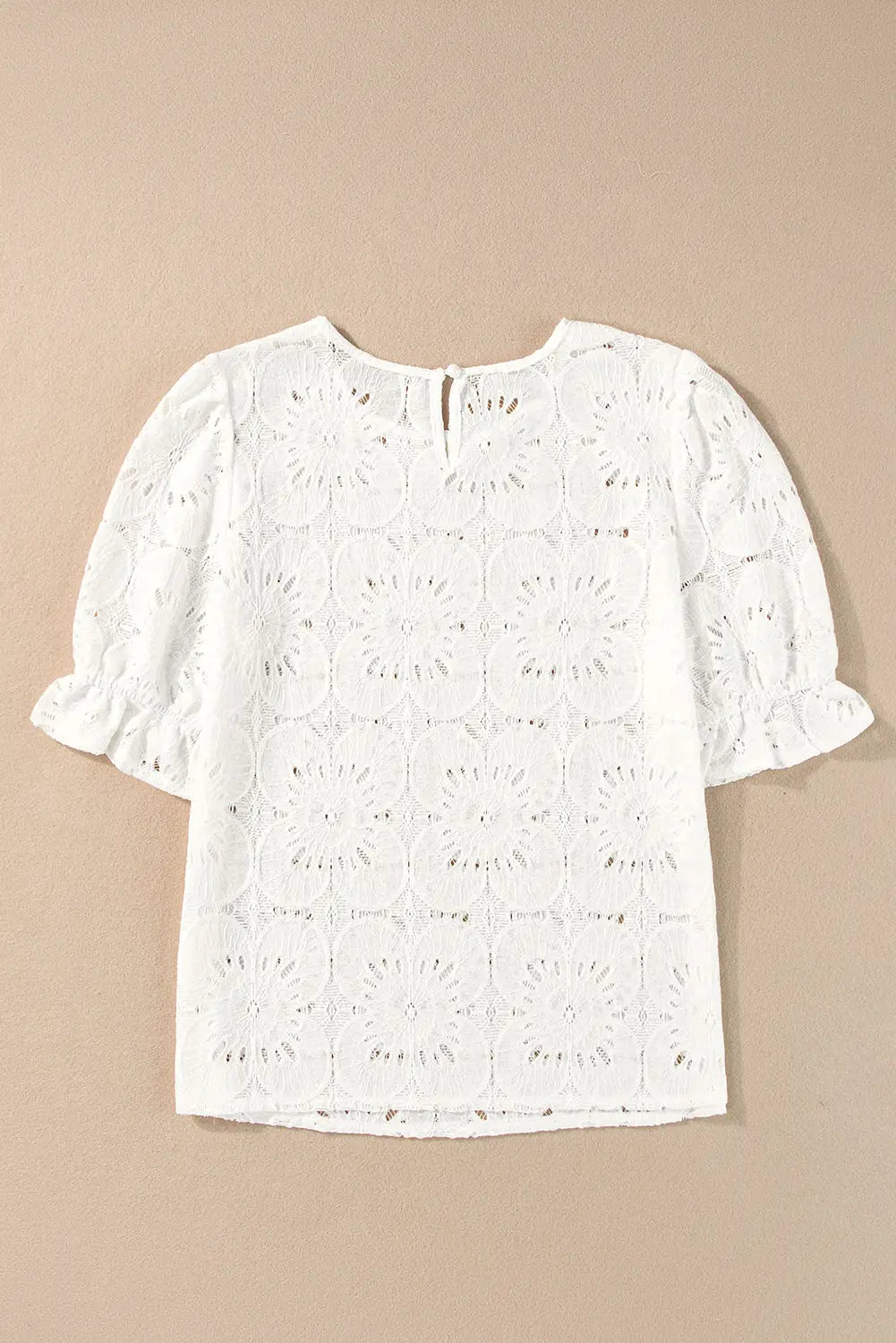 White flower eyelet jacquard top - tops/blouses & shirts