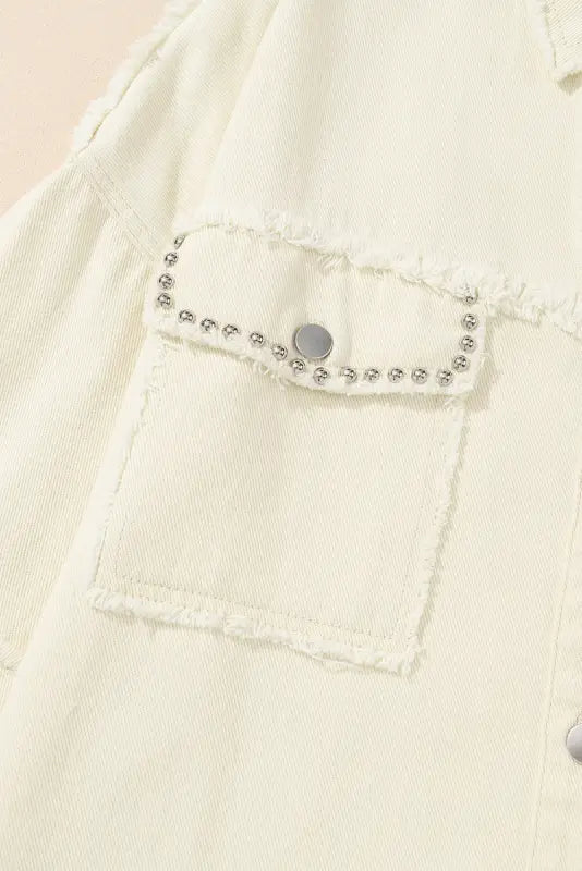 White frayed exposed seam denim jacket - outerwear