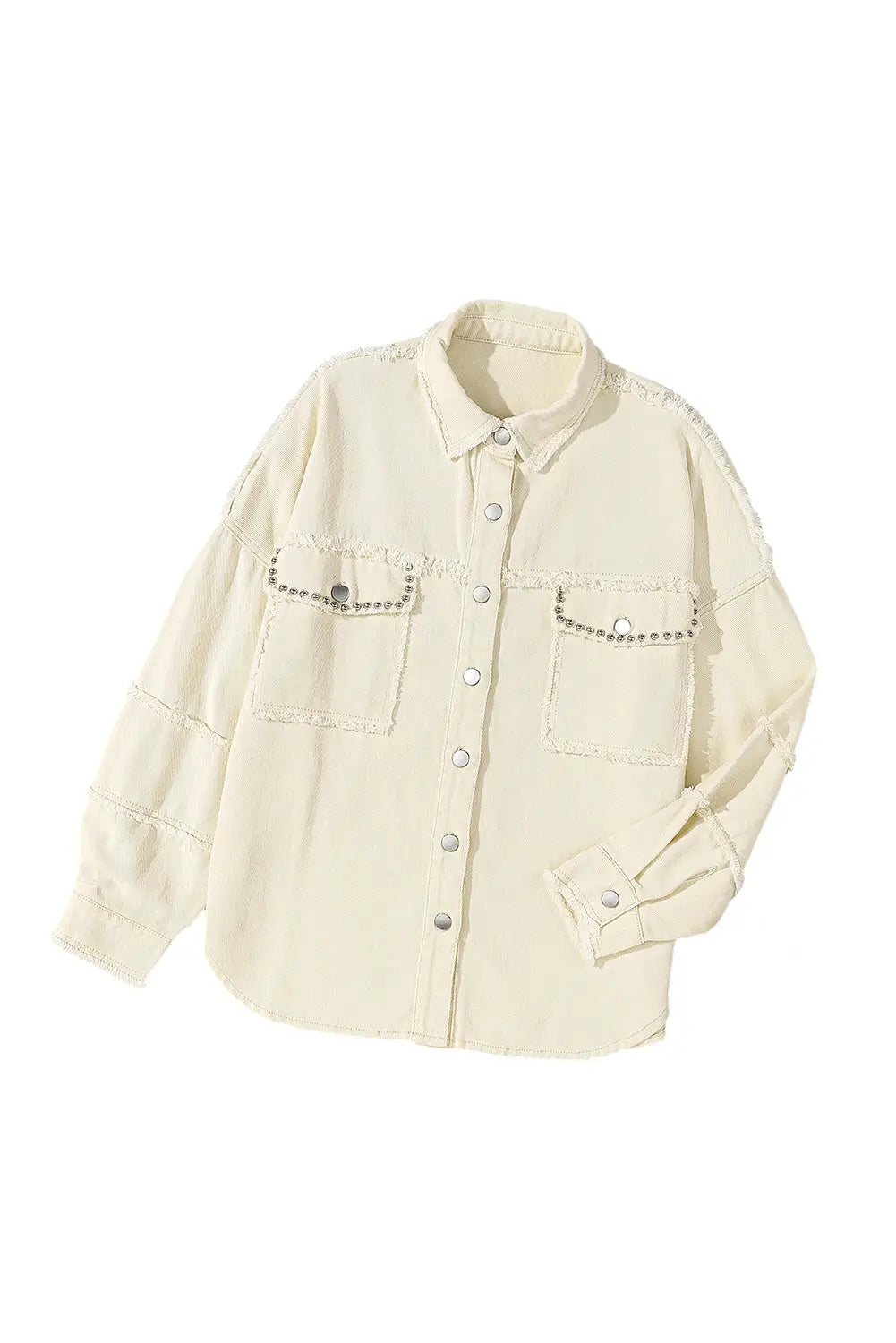 White frayed exposed seam denim jacket - outerwear