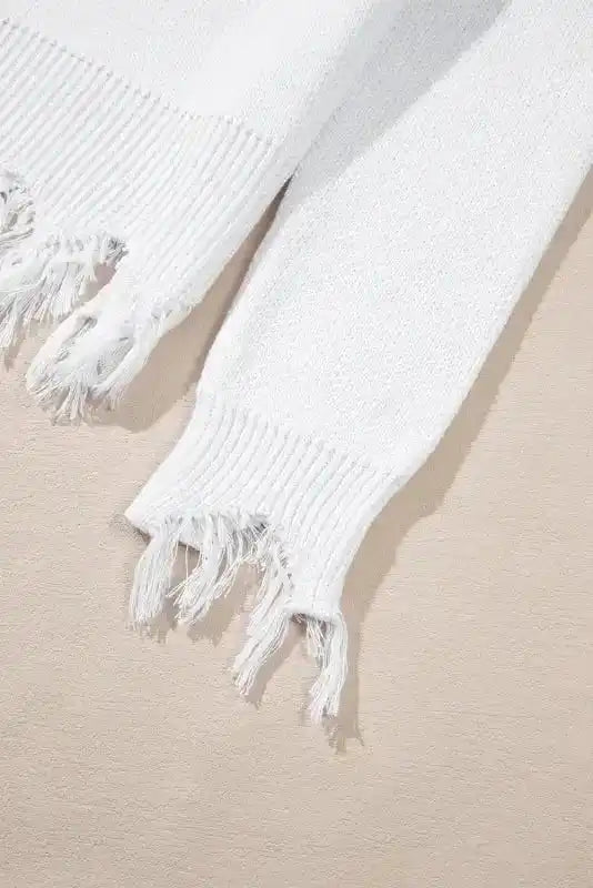 White Frayed Sequin Tiger Sweater - Fashionfitz