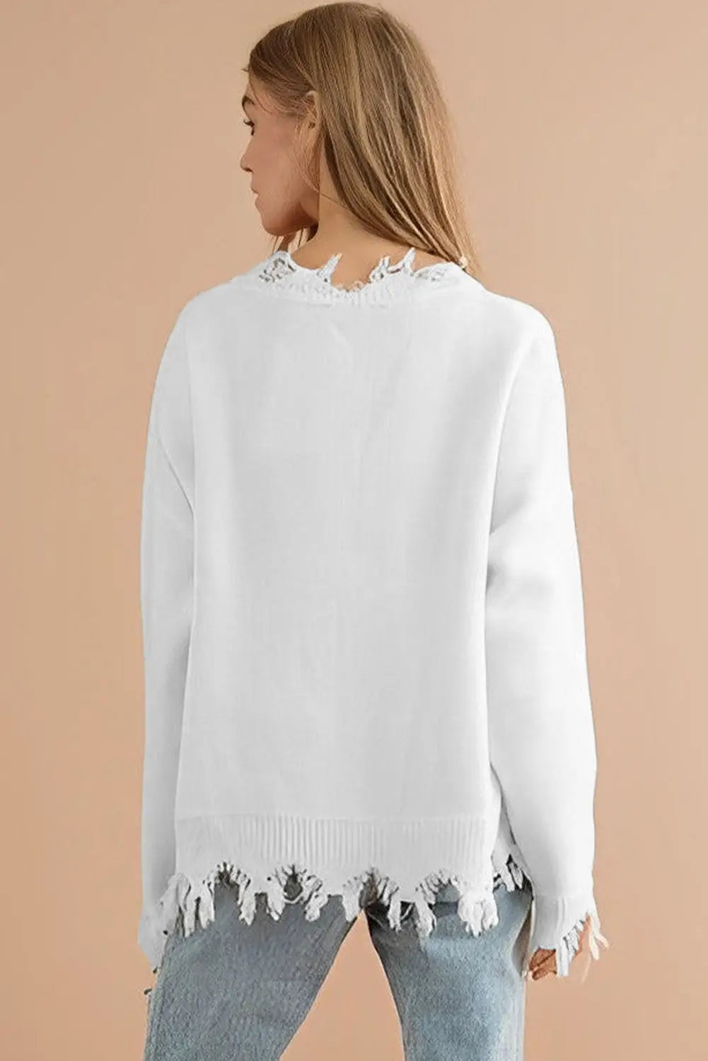 White frayed sequin tiger sweater - sweaters & cardigans