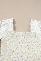 White Frilly Floral Maxi Dress - Fashionfitz