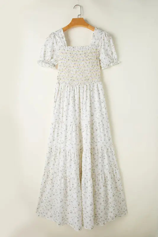 White frilly floral maxi dress - dresses/maxi dresses