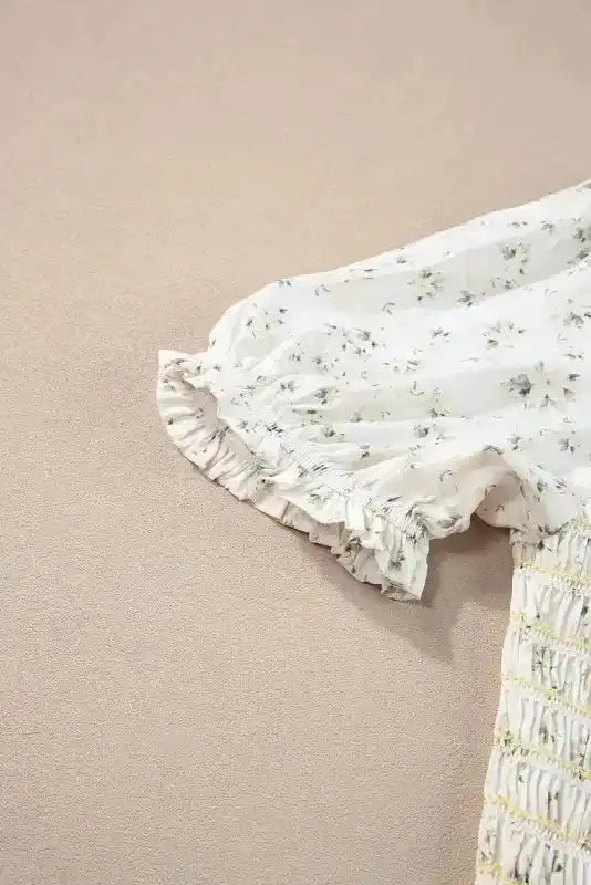 White Frilly Floral Maxi Dress - Fashionfitz