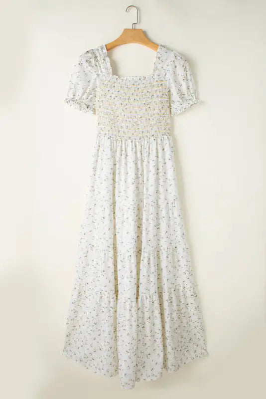 White frilly floral maxi dress - dresses/maxi dresses