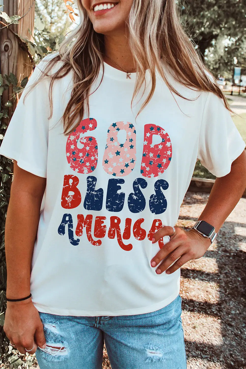 White god bless america graphic tee - s / 62% polyester + 32% cotton + 6% elastane - t-shirts