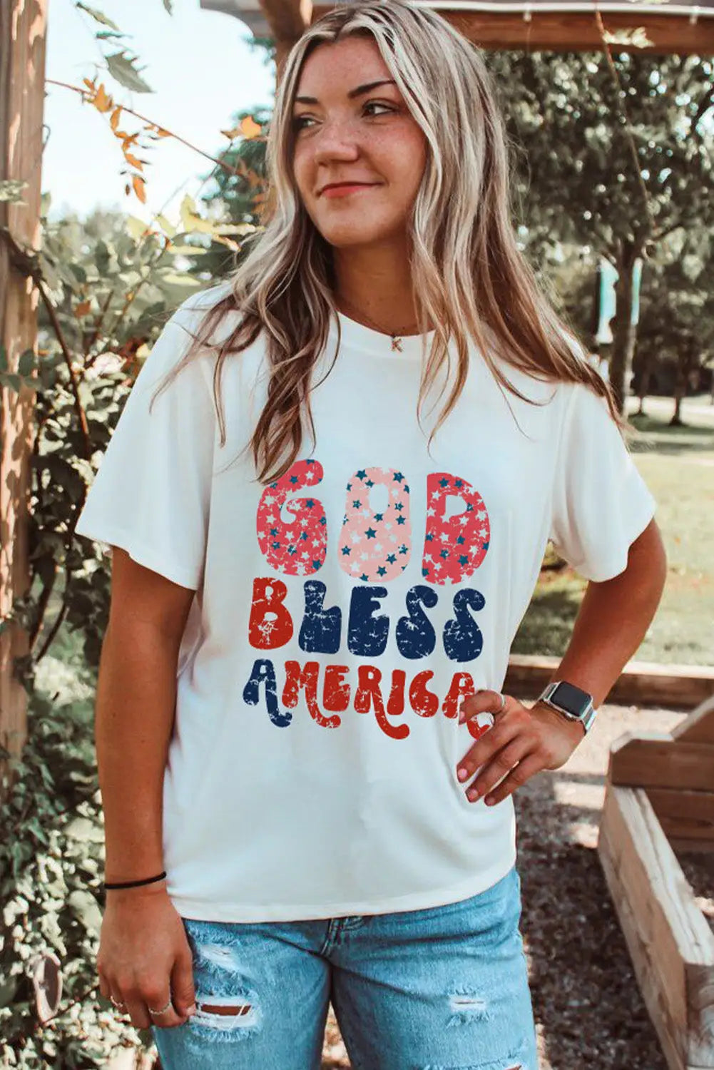 White god bless america graphic tee - t-shirts