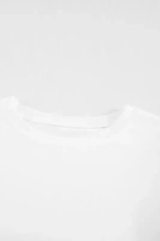White Hollow Out Ruffle Sleeve T-shirt - Fashionfitz