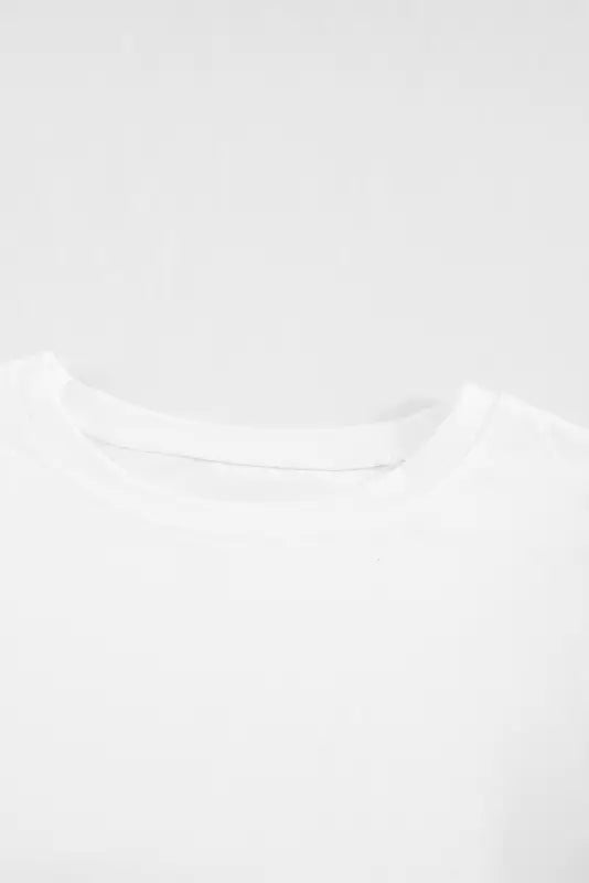 White hollow out ruffle sleeve t-shirt - tops