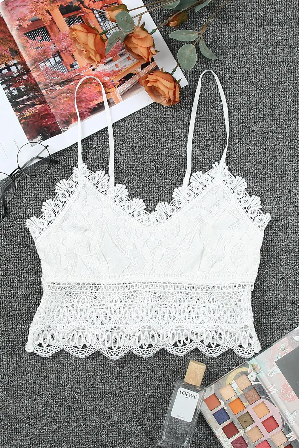 White lace bralette crop top - tops