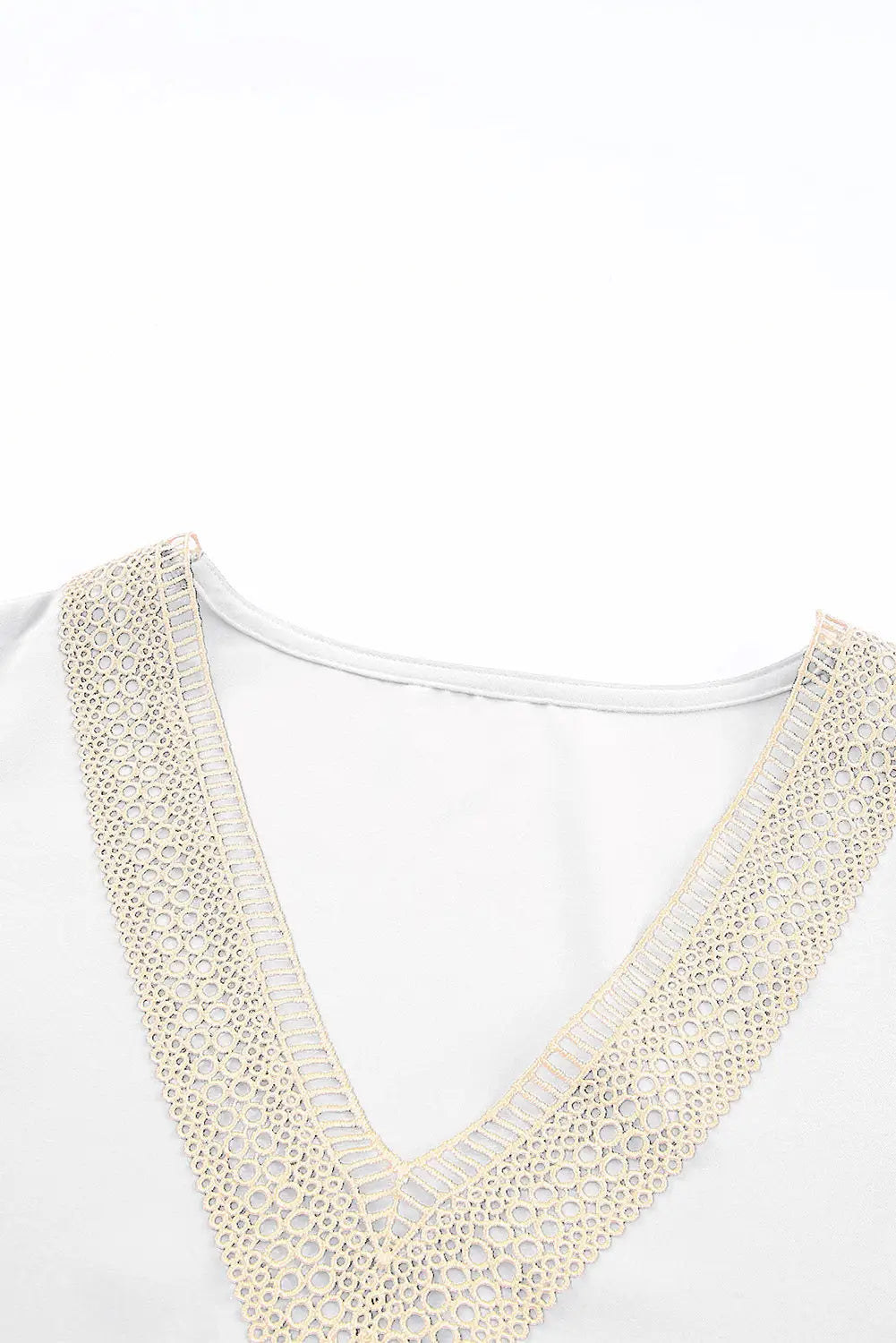 White lace trim short sleeve ruffled mini dress - dresses