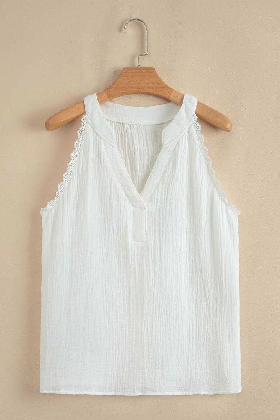 Tank Tops White Lace Trim Tank Top