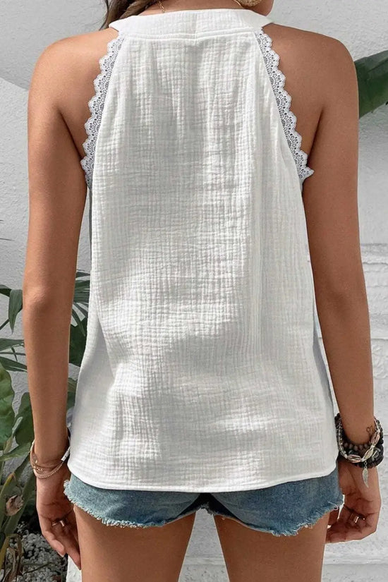 Tank Tops White Lace Trim Tank Top