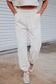 White lattice textured cropped tee and jogger pants set - joggers sets