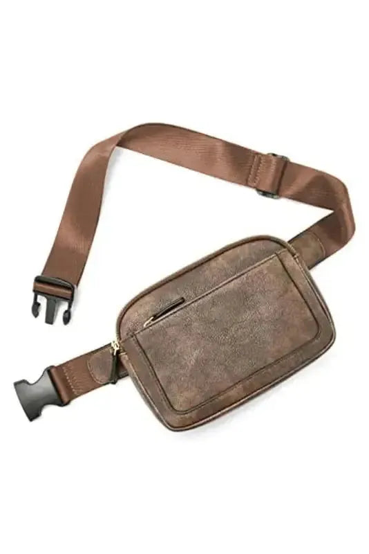 White Leather Color-block Zipped Removable Clip Crossbody Bag - Fashionfitz