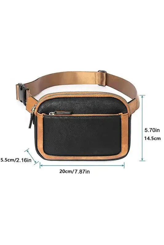 White Leather Color-block Zipped Removable Clip Crossbody Bag - Fashionfitz