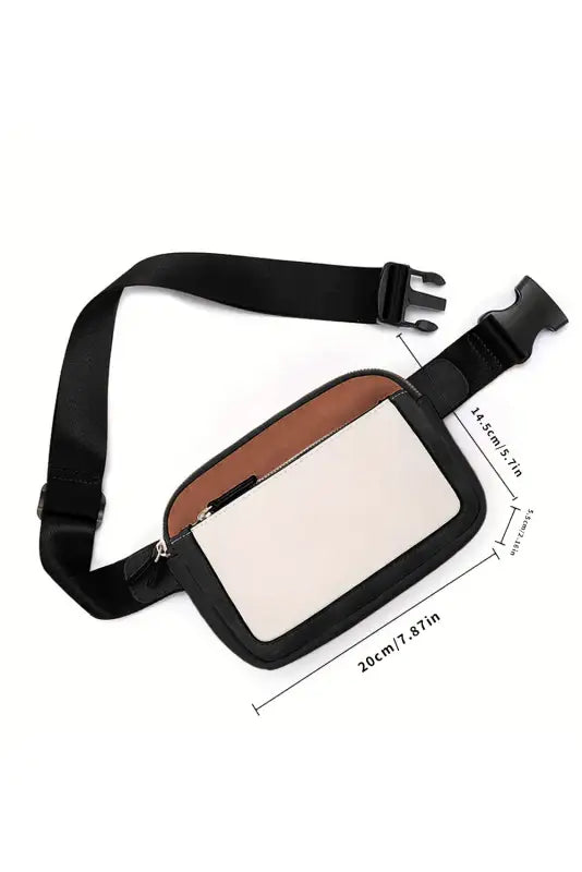 White leather color-block zipped removable clip crossbody bag - bags