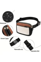 White Leather Color-block Zipped Removable Clip Crossbody Bag - Fashionfitz