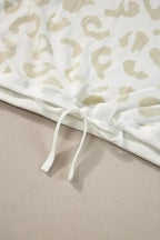 White Leopard Pullover and Drawstring Pants Lounge Set - Fashionfitz