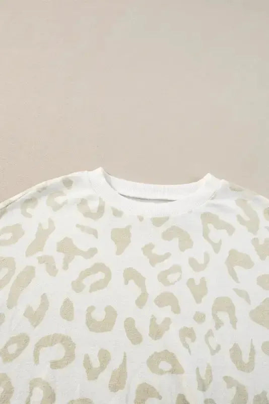 White Leopard Pullover and Drawstring Pants Lounge Set - Fashionfitz