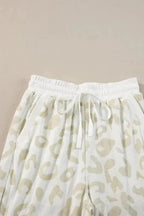 White Leopard Pullover and Drawstring Pants Lounge Set - Fashionfitz