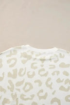 White Leopard Pullover and Drawstring Pants Lounge Set - Fashionfitz