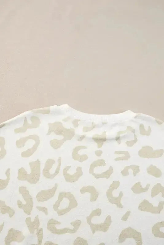 White Leopard Pullover and Drawstring Pants Lounge Set - Fashionfitz