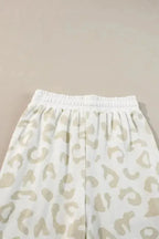White Leopard Pullover and Drawstring Pants Lounge Set - Fashionfitz