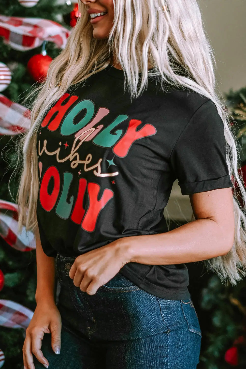 White lets get cracking print christmas crewneck t shirt - graphic