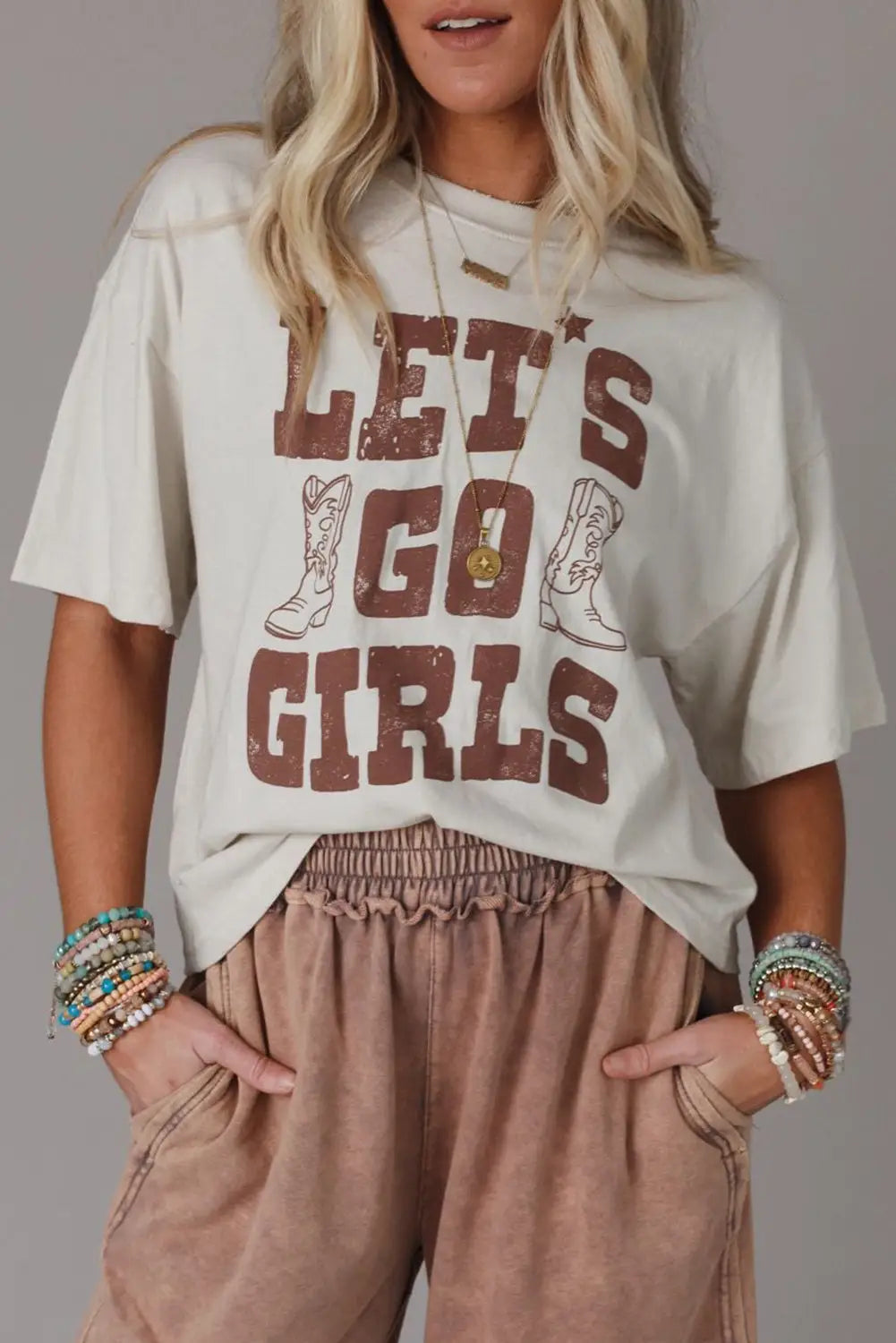 White lets go girls western boots tee - s / 95% cotton + 5% elastane - t-shirts