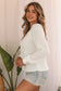 White long sleeve cutout shoulder relaxed sweater - sweaters & cardigans