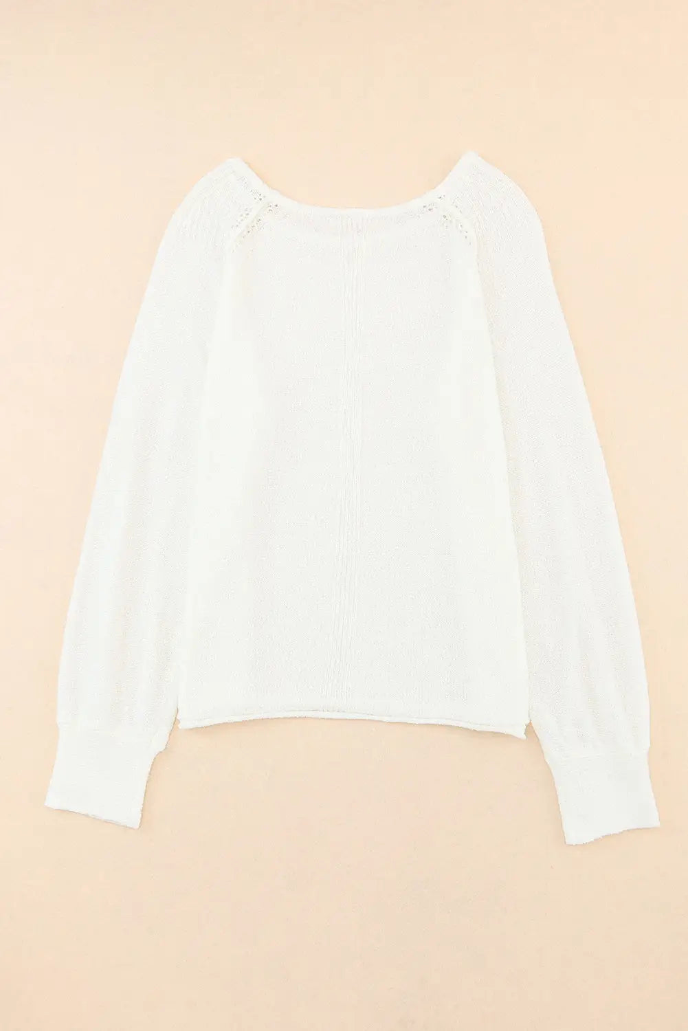 White long sleeve cutout shoulder relaxed sweater - sweaters & cardigans