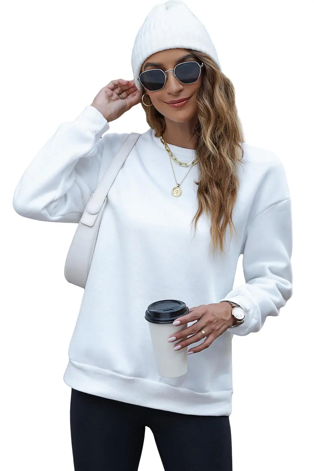 White love chenille embroidered cable knit pullover sweatshirt - sweatshirts & hoodies