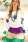 White mardi gras star printed long sleeve top - tops