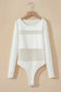 White mesh patchwork bodysuit by fashionfitz