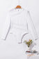 White mesh splicing back cutout long sleeve bodysuit - tops