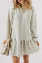 White Mini Dress - Puff Sleeve Ruffle Hem - Fashionfitz