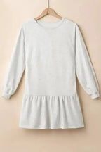White Mini Dress - Puff Sleeve Ruffle Hem - Fashionfitz