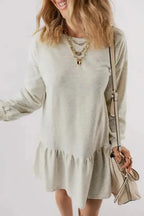White Mini Dress - Puff Sleeve Ruffle Hem - Fashionfitz