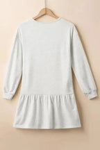 White Mini Dress - Puff Sleeve Ruffle Hem - Fashionfitz