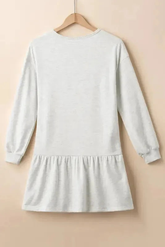White Mini Dress - Puff Sleeve Ruffle Hem - Fashionfitz