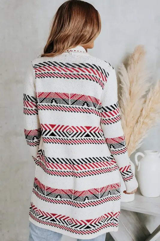 White open front draped geometric cardigan - sweaters & cardigans