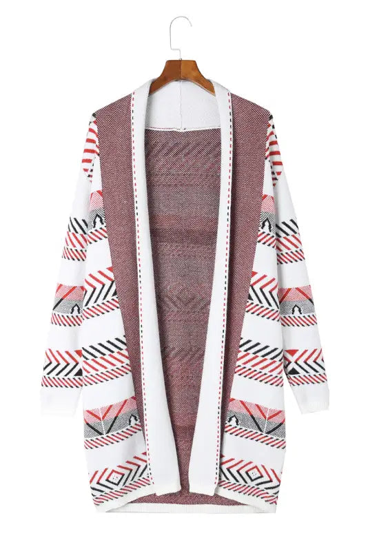 White open front draped geometric cardigan - sweaters & cardigans