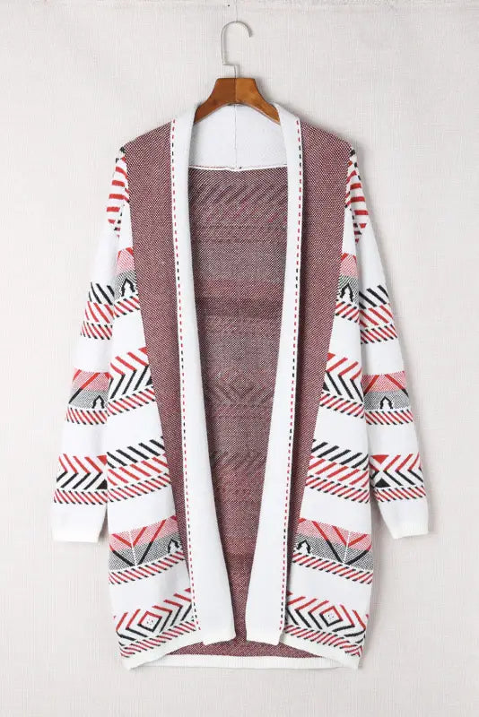 White open front draped geometric cardigan - sweaters & cardigans