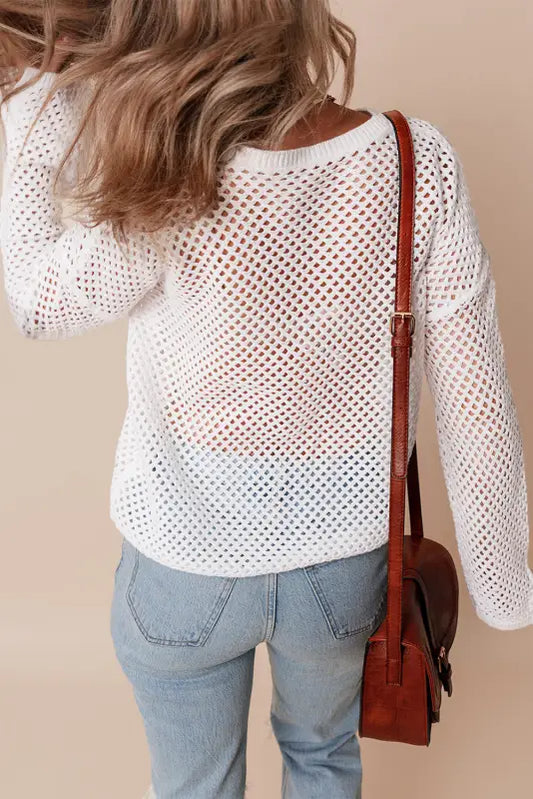 White open knit sweater | fashionfitz