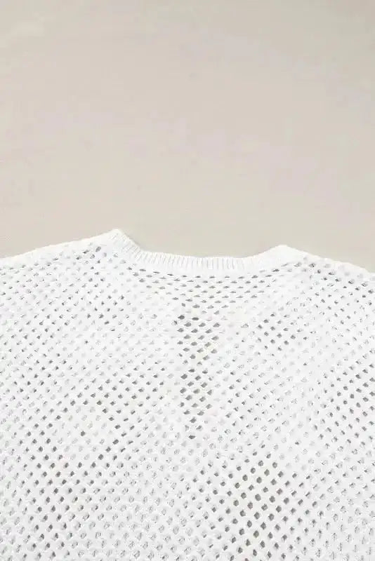 White Open Knit Sweater - Fashionfitz