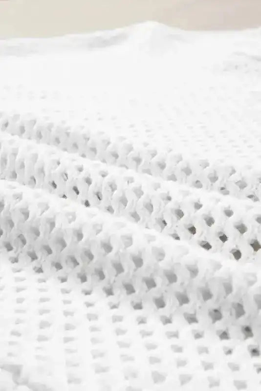 White Open Knit Sweater - Fashionfitz